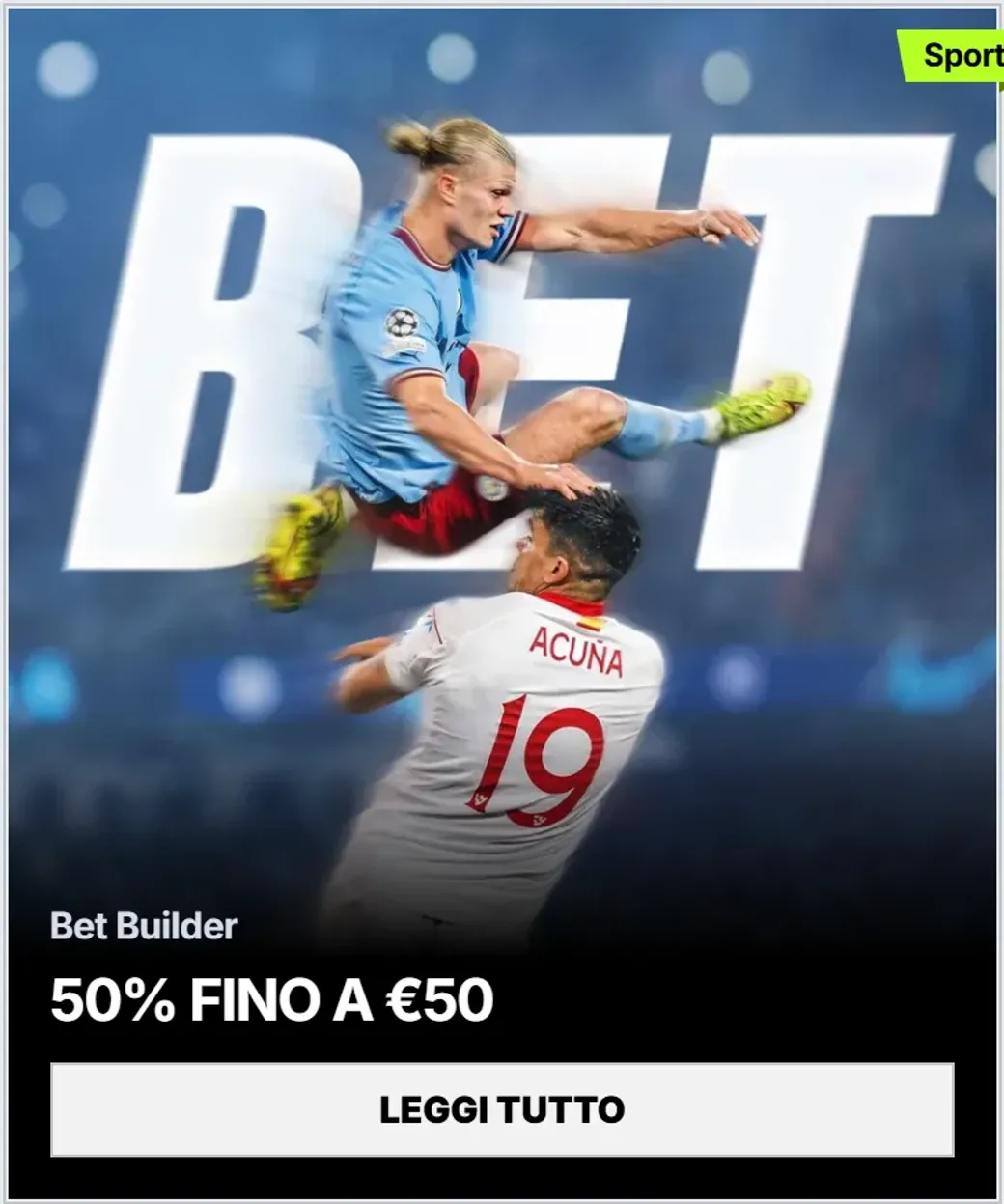 Bet builder 50 fino a eur50