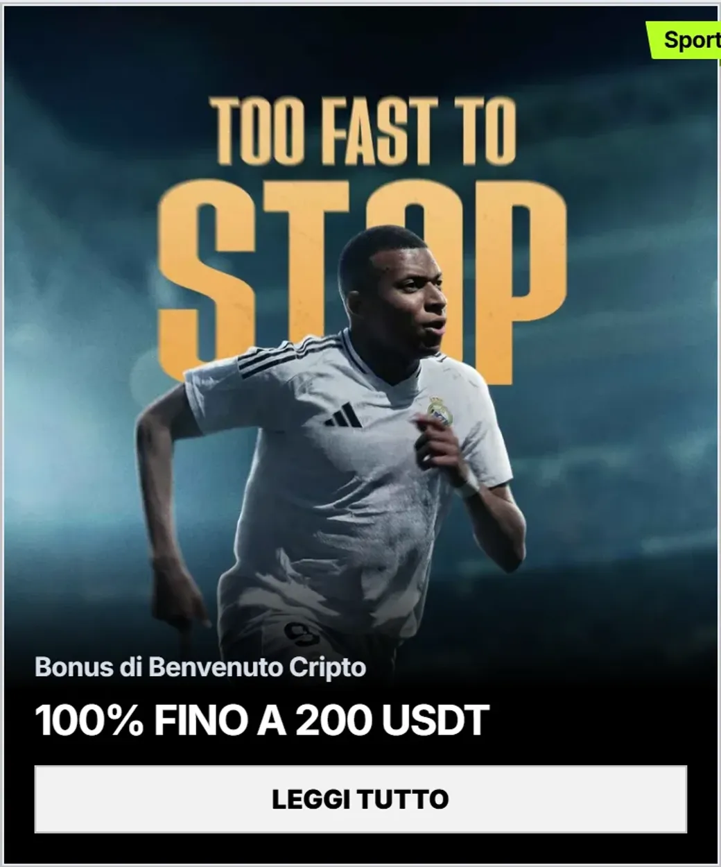 Bonus di benvenuto cripto 100 fino a 200 usdt